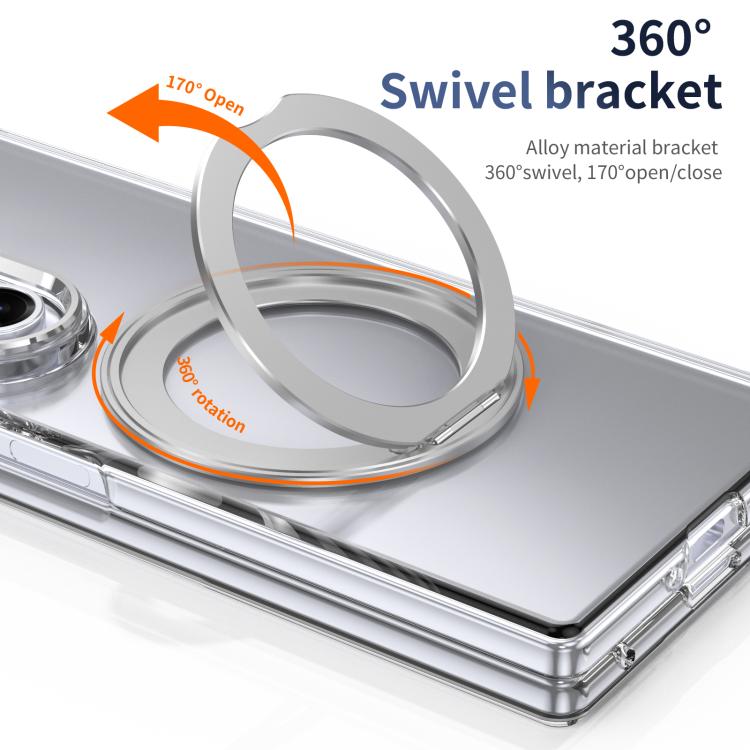 For Samsung Galaxy Z Fold7 5G Integrated Ice-feel High-transparency 360-Degree Rotating Stand MagSafe Folding Phone Case