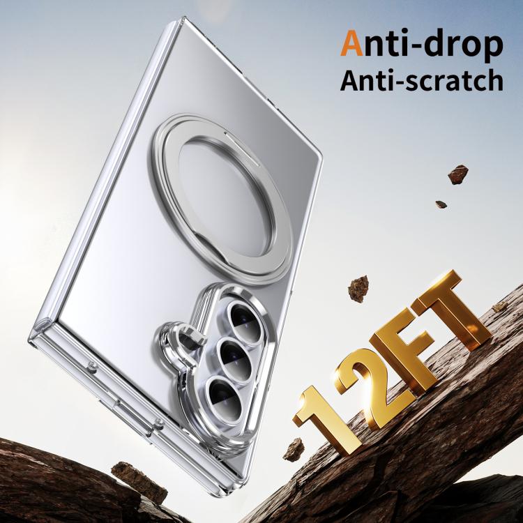 For Samsung Galaxy Z Fold7 5G Integrated Ice-feel High-transparency 360-Degree Rotating Stand MagSafe Folding Phone Case