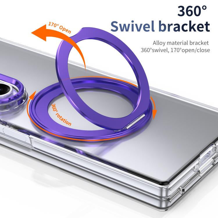 For Samsung Galaxy Z Fold7 5G Integrated Ice-feel High-transparency 360-Degree Rotating Stand MagSafe Folding Phone Case