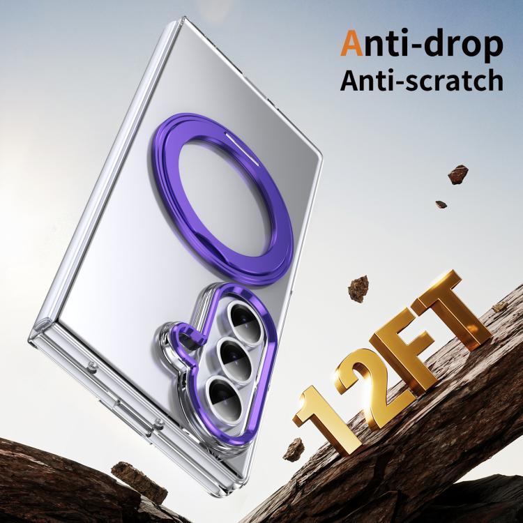 For Samsung Galaxy Z Fold7 5G Integrated Ice-feel High-transparency 360-Degree Rotating Stand MagSafe Folding Phone Case