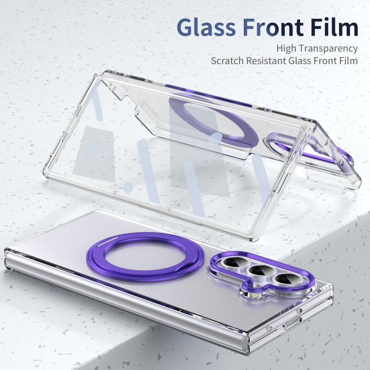 For Samsung Galaxy Z Fold7 5G Integrated Ice-feel High-transparency 360-Degree Rotating Stand MagSafe Folding Phone Case