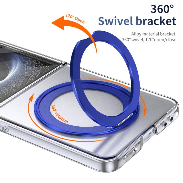 For Samsung Galaxy Z Flip7 5G Integrated Ice-feel High-transparency 360-Degree Rotating Stand MagSafe Folding Phone Case
