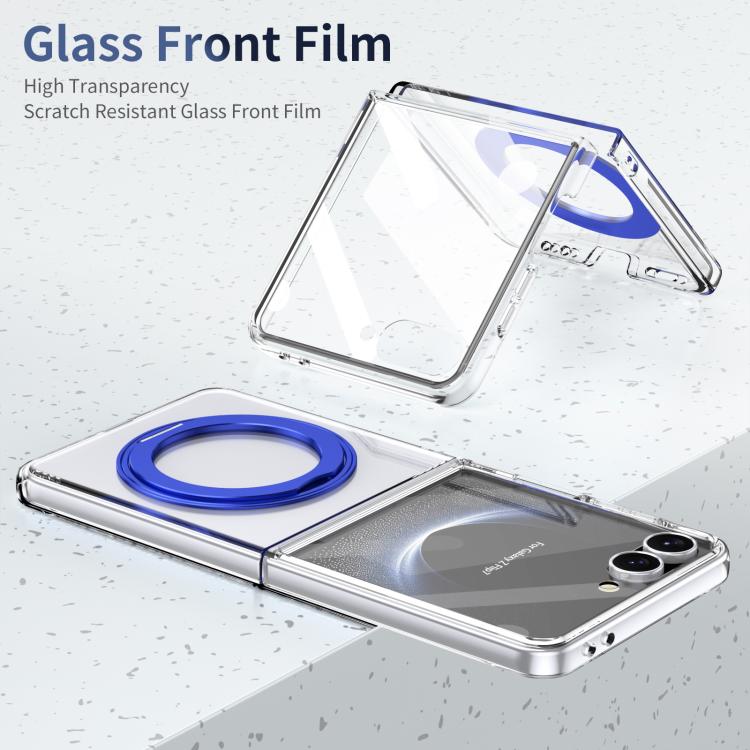 For Samsung Galaxy Z Flip7 5G Integrated Ice-feel High-transparency 360-Degree Rotating Stand MagSafe Folding Phone Case
