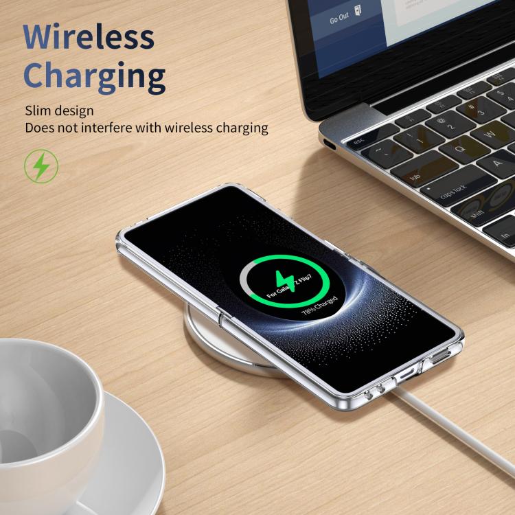 For Samsung Galaxy Z Flip7 5G Integrated Ice-feel High-transparency 360-Degree Rotating Stand MagSafe Folding Phone Case
