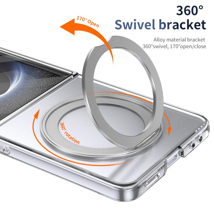 For Samsung Galaxy Z Flip7 5G Integrated Ice-feel High-transparency 360-Degree Rotating Stand MagSafe Folding Phone Case