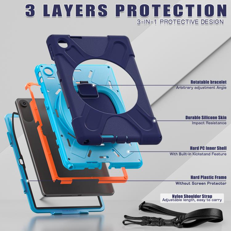 For Lenovo Tab 10.1 2025 / ZhaoYang K10c Silicone Hybrid PC Tablet Case with Holder & Shoulder Strap