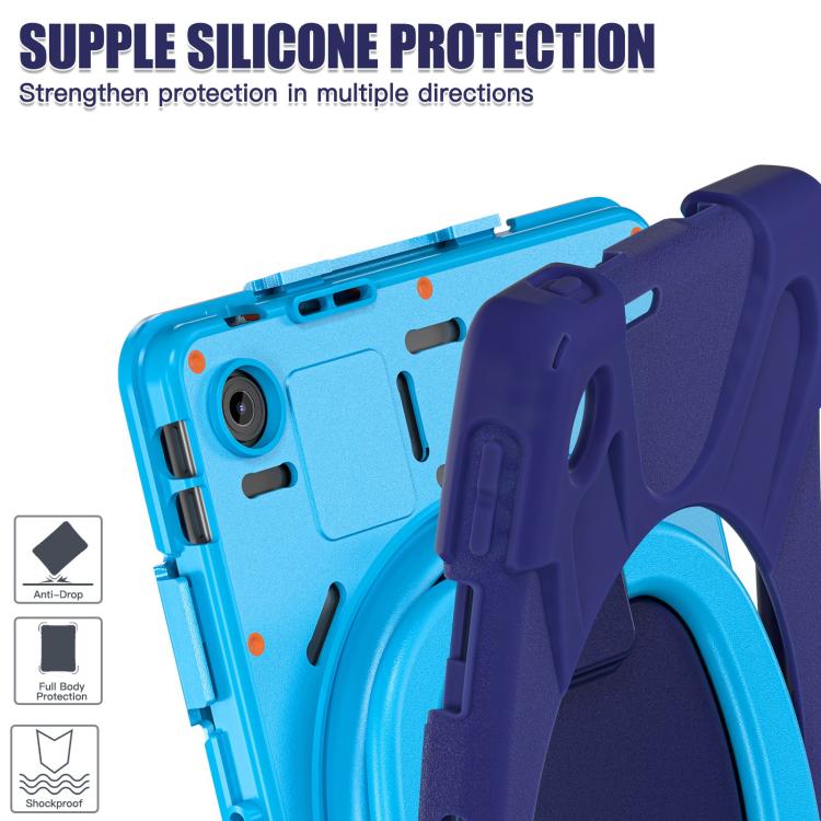 For Lenovo Tab 10.1 2025 / ZhaoYang K10c Silicone Hybrid PC Tablet Case with Holder & Shoulder Strap