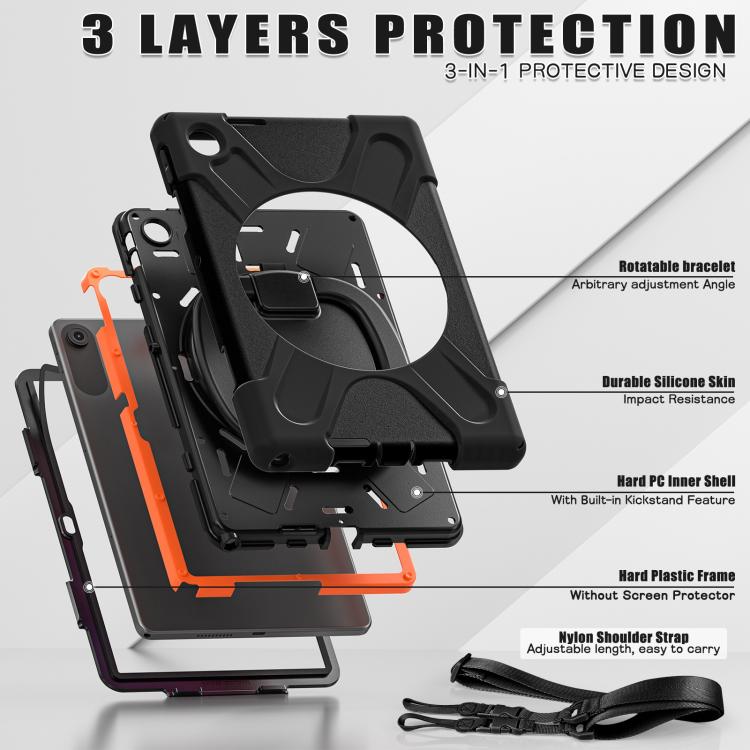 For Lenovo Tab 10.1 2025 / ZhaoYang K10c Silicone Hybrid PC Tablet Case with Holder & Shoulder Strap