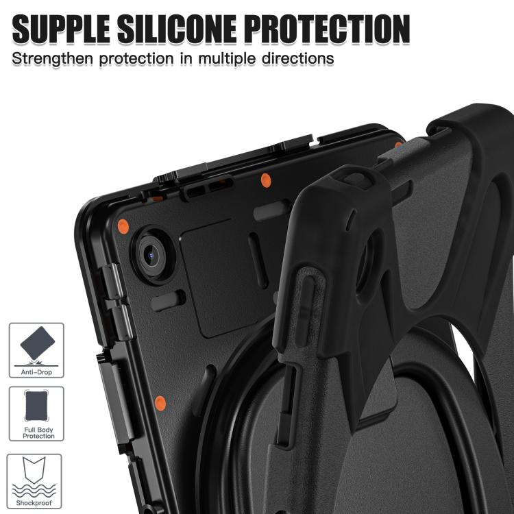 For Lenovo Tab 10.1 2025 / ZhaoYang K10c Silicone Hybrid PC Tablet Case with Holder & Shoulder Strap
