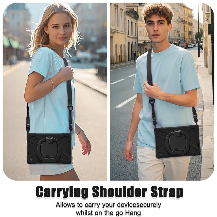 For Lenovo Tab 10.1 2025 / ZhaoYang K10c Silicone Hybrid PC Tablet Case with Holder & Shoulder Strap
