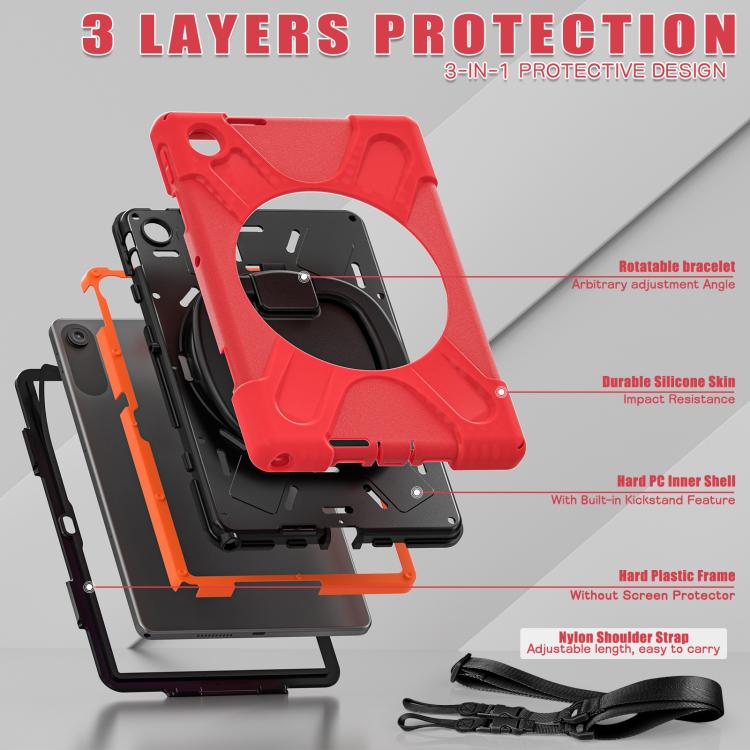 For Lenovo Tab 10.1 2025 / ZhaoYang K10c Silicone Hybrid PC Tablet Case with Holder & Shoulder Strap