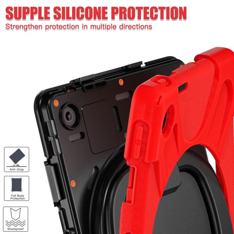 For Lenovo Tab 10.1 2025 / ZhaoYang K10c Silicone Hybrid PC Tablet Case with Holder & Shoulder Strap