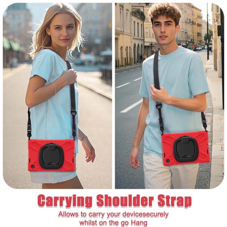 For Lenovo Tab 10.1 2025 / ZhaoYang K10c Silicone Hybrid PC Tablet Case with Holder & Shoulder Strap
