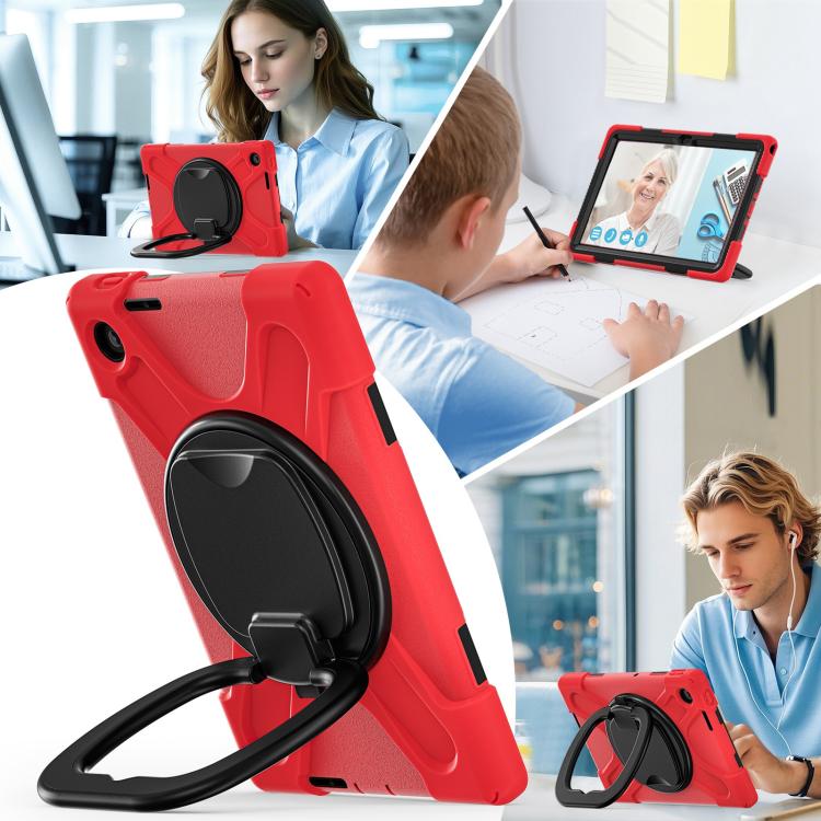 For Lenovo Tab 10.1 2025 / ZhaoYang K10c Silicone Hybrid PC Tablet Case with Holder & Shoulder Strap