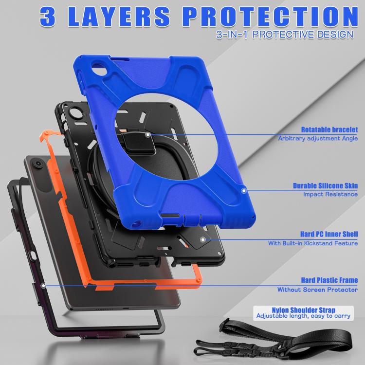 For Lenovo Tab 10.1 2025 / ZhaoYang K10c Silicone Hybrid PC Tablet Case with Holder & Shoulder Strap