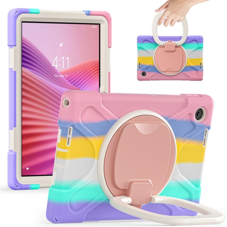 For Lenovo Tab 10.1 2025 / ZhaoYang K10c Silicone Hybrid PC Tablet Case with Holder & Shoulder Strap