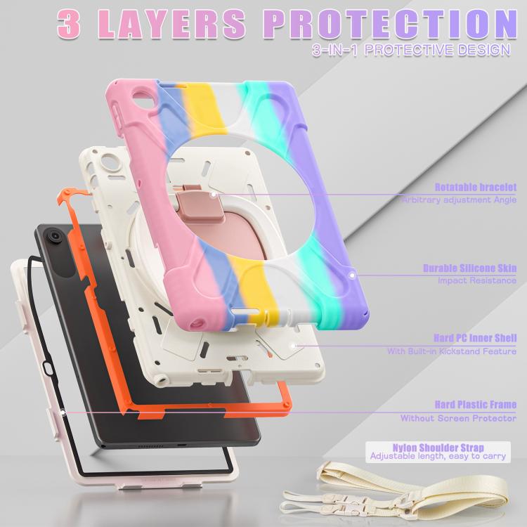 For Lenovo Tab 10.1 2025 / ZhaoYang K10c Silicone Hybrid PC Tablet Case with Holder & Shoulder Strap