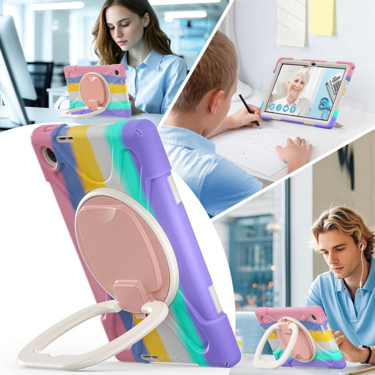 For Lenovo Tab 10.1 2025 / ZhaoYang K10c Silicone Hybrid PC Tablet Case with Holder & Shoulder Strap