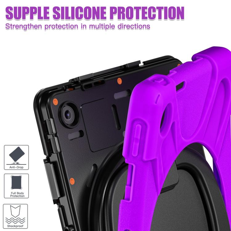 For Lenovo Tab 10.1 2025 / ZhaoYang K10c Silicone Hybrid PC Tablet Case with Holder & Shoulder Strap