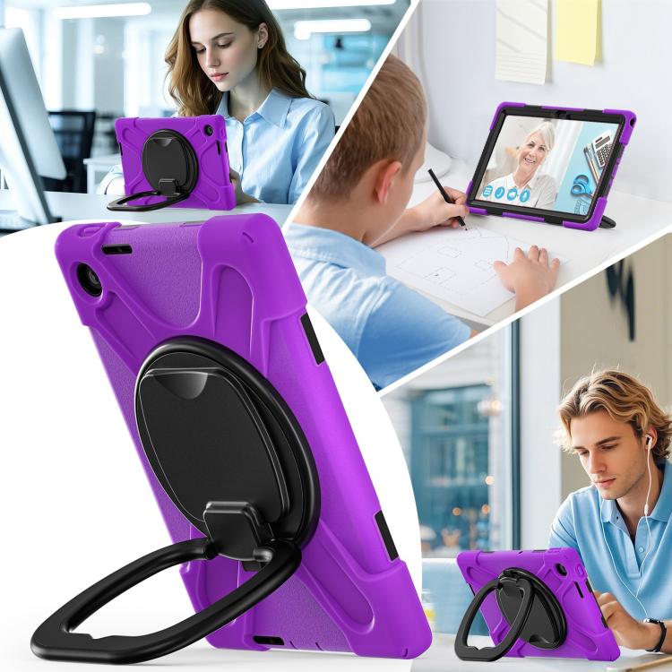 For Lenovo Tab 10.1 2025 / ZhaoYang K10c Silicone Hybrid PC Tablet Case with Holder & Shoulder Strap