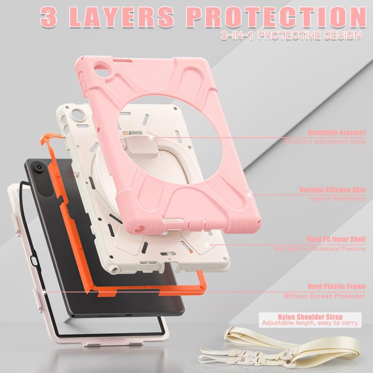 For Lenovo Tab 10.1 2025 / ZhaoYang K10c Silicone Hybrid PC Tablet Case with Holder & Shoulder Strap