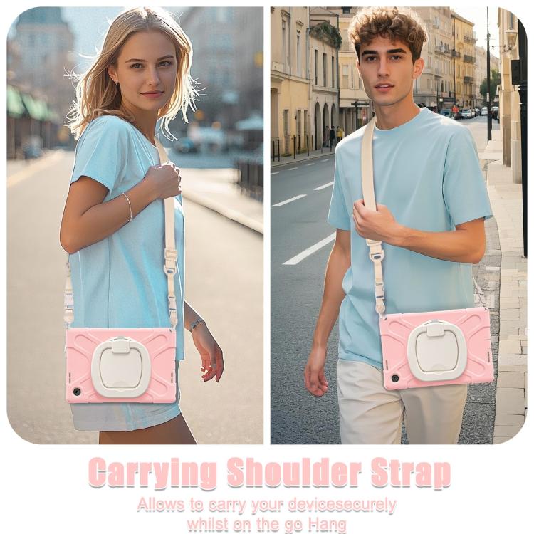 For Lenovo Tab 10.1 2025 / ZhaoYang K10c Silicone Hybrid PC Tablet Case with Holder & Shoulder Strap