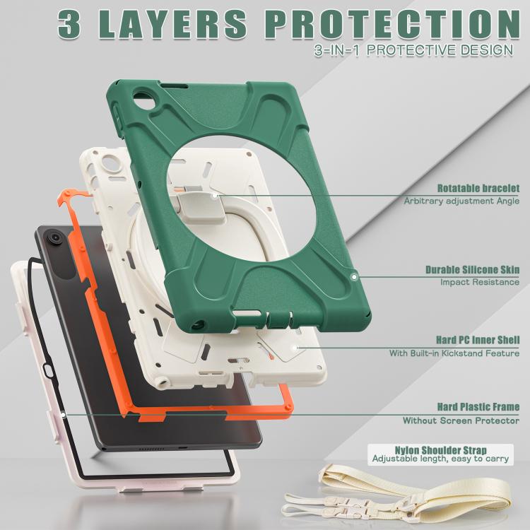 For Lenovo Tab 10.1 2025 / ZhaoYang K10c Silicone Hybrid PC Tablet Case with Holder & Shoulder Strap