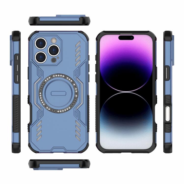 For iPhone 16 Pro Max Butterfly Armor MagSafe Magnetic Ring Shockproof Phone Case