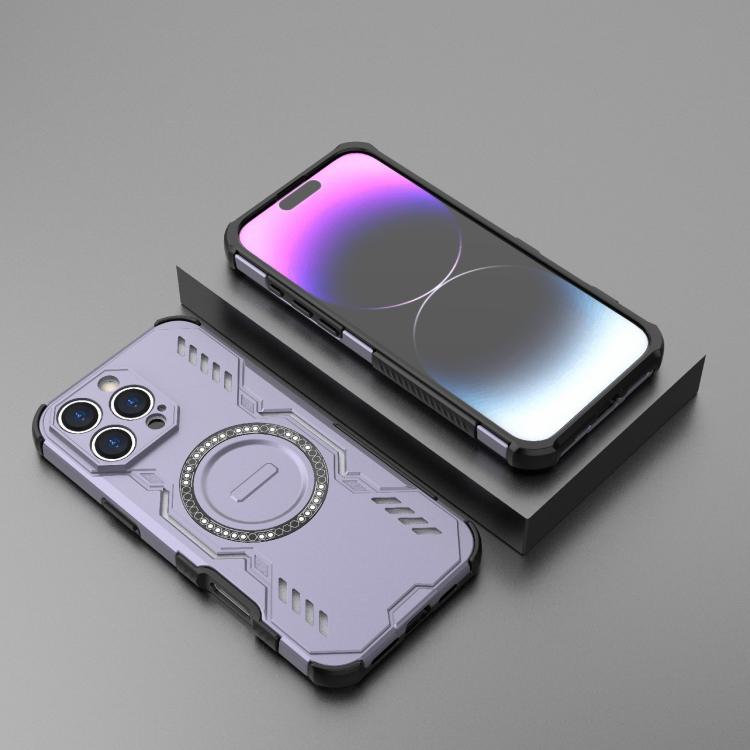 For iPhone 16 Pro Max Butterfly Armor MagSafe Magnetic Ring Shockproof Phone Case