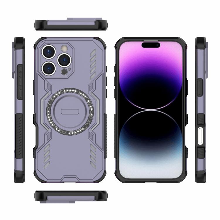 For iPhone 16 Pro Max Butterfly Armor MagSafe Magnetic Ring Shockproof Phone Case