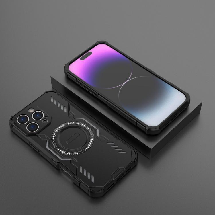 For iPhone 16 Pro Max Butterfly Armor MagSafe Magnetic Ring Shockproof Phone Case
