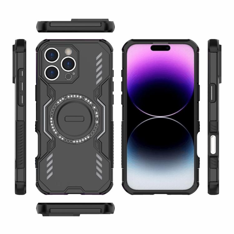 For iPhone 16 Pro Max Butterfly Armor MagSafe Magnetic Ring Shockproof Phone Case