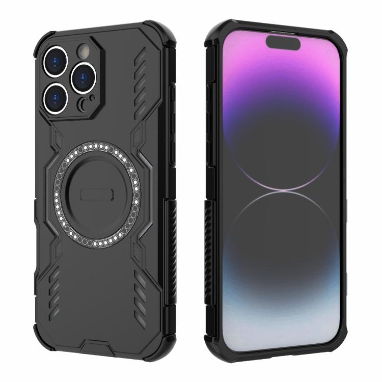 For iPhone 16 Pro Max Butterfly Armor MagSafe Magnetic Ring Shockproof Phone Case