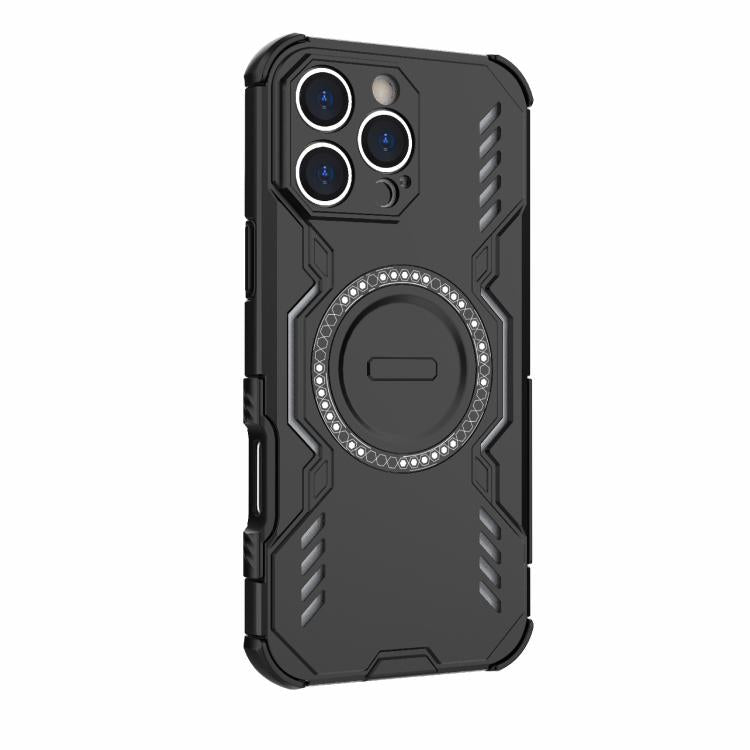 For iPhone 16 Pro Max Butterfly Armor MagSafe Magnetic Ring Shockproof Phone Case