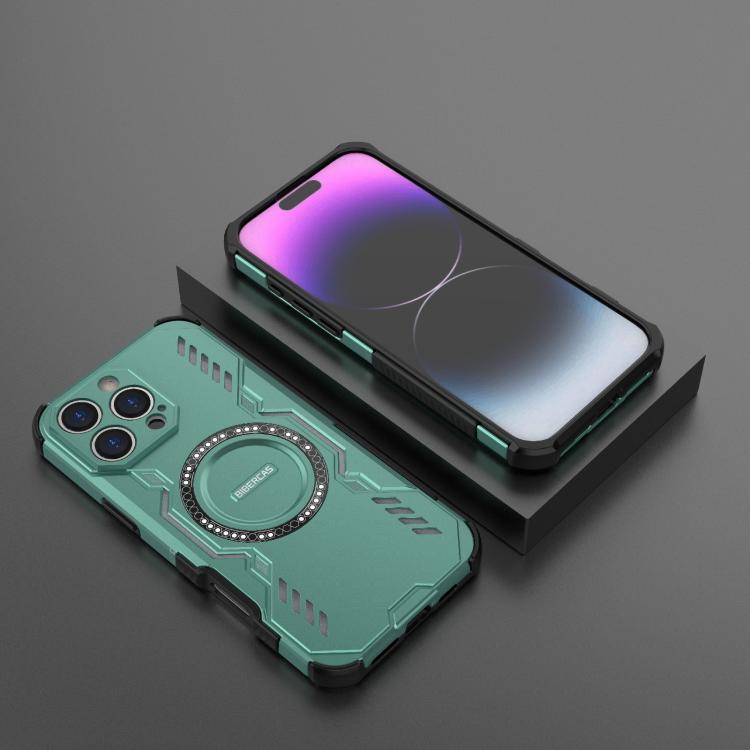 For iPhone 16 Pro Max Butterfly Armor MagSafe Magnetic Ring Shockproof Phone Case