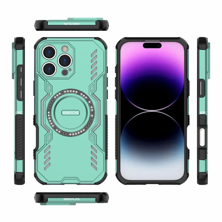 For iPhone 16 Pro Max Butterfly Armor MagSafe Magnetic Ring Shockproof Phone Case