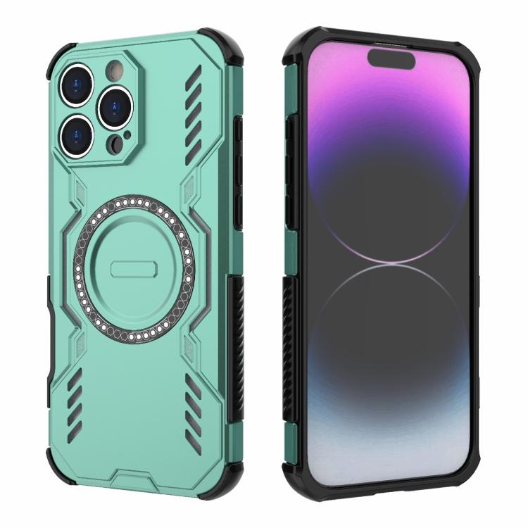 For iPhone 16 Pro Max Butterfly Armor MagSafe Magnetic Ring Shockproof Phone Case