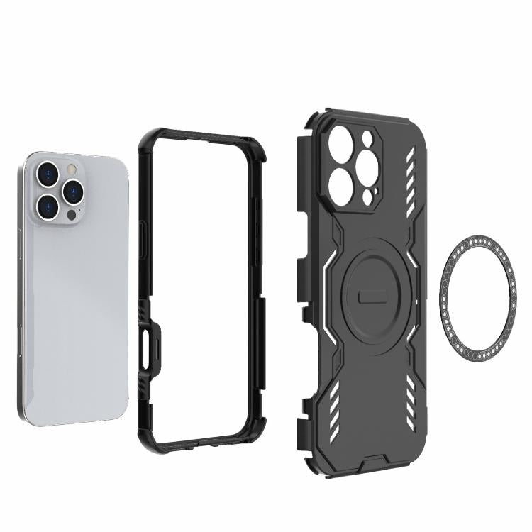 For iPhone 16 Pro Max Butterfly Armor MagSafe Magnetic Ring Shockproof Phone Case