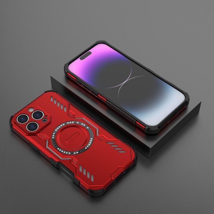 For iPhone 16 Pro Max Butterfly Armor MagSafe Magnetic Ring Shockproof Phone Case