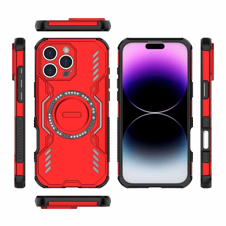 For iPhone 16 Pro Max Butterfly Armor MagSafe Magnetic Ring Shockproof Phone Case