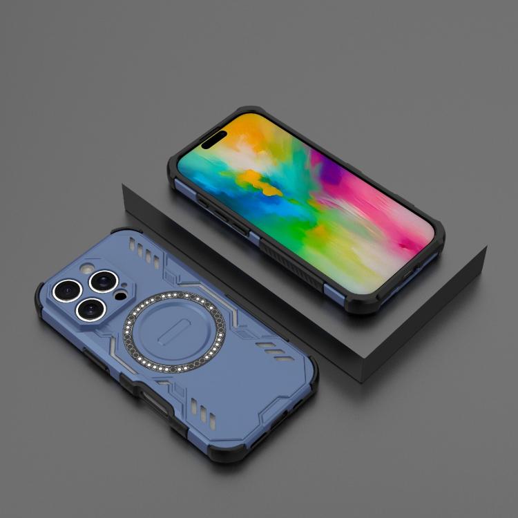 For iPhone 16 Pro Butterfly Armor MagSafe Magnetic Ring Shockproof Phone Case