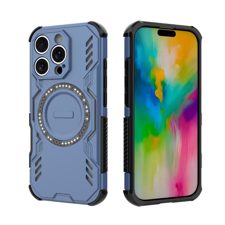 For iPhone 16 Pro Butterfly Armor MagSafe Magnetic Ring Shockproof Phone Case