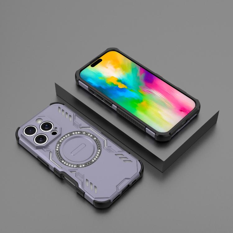 For iPhone 16 Pro Butterfly Armor MagSafe Magnetic Ring Shockproof Phone Case