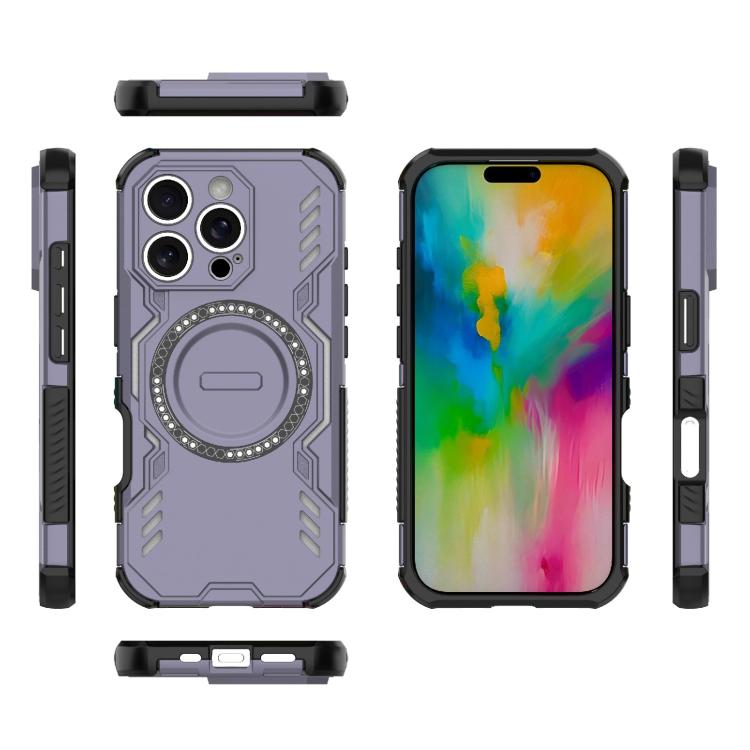 For iPhone 16 Pro Butterfly Armor MagSafe Magnetic Ring Shockproof Phone Case
