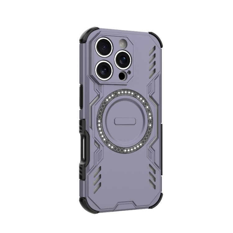 For iPhone 16 Pro Butterfly Armor MagSafe Magnetic Ring Shockproof Phone Case