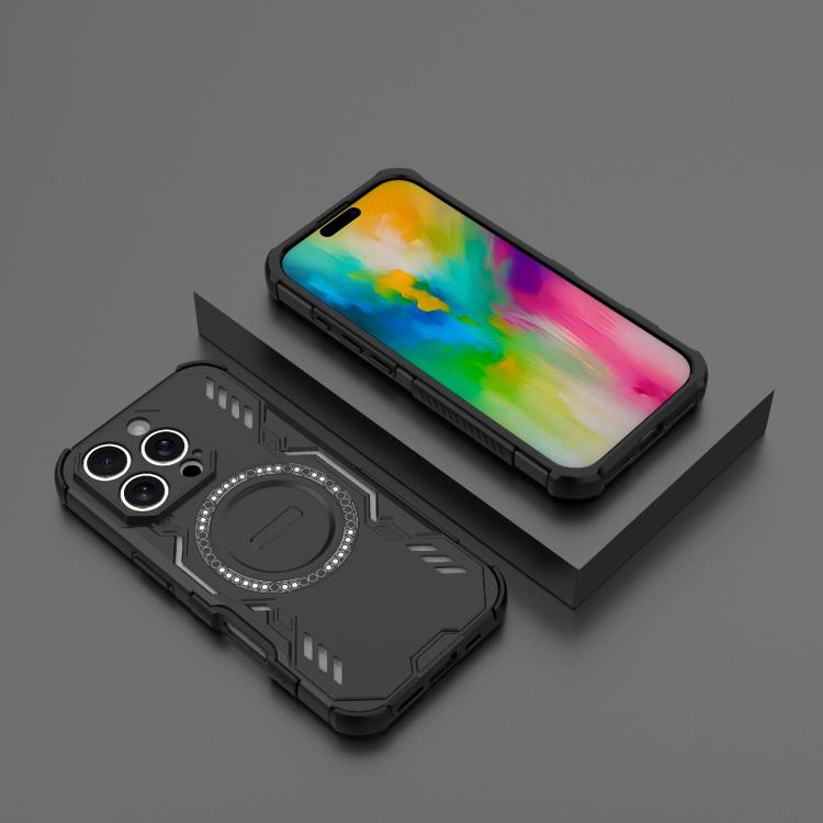 For iPhone 16 Pro Butterfly Armor MagSafe Magnetic Ring Shockproof Phone Case
