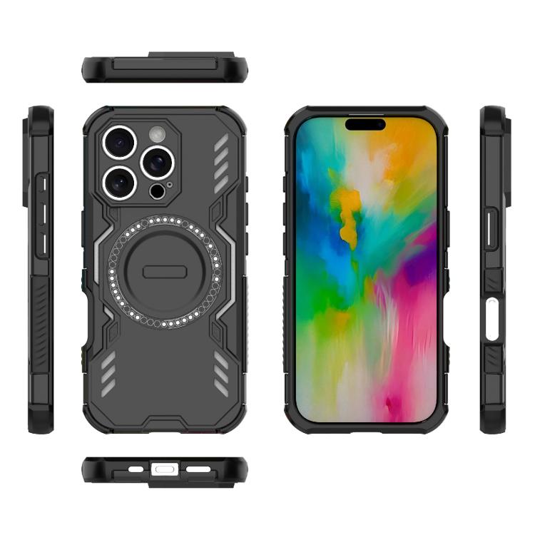 For iPhone 16 Pro Butterfly Armor MagSafe Magnetic Ring Shockproof Phone Case