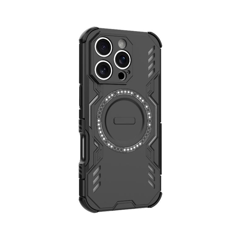 For iPhone 16 Pro Butterfly Armor MagSafe Magnetic Ring Shockproof Phone Case