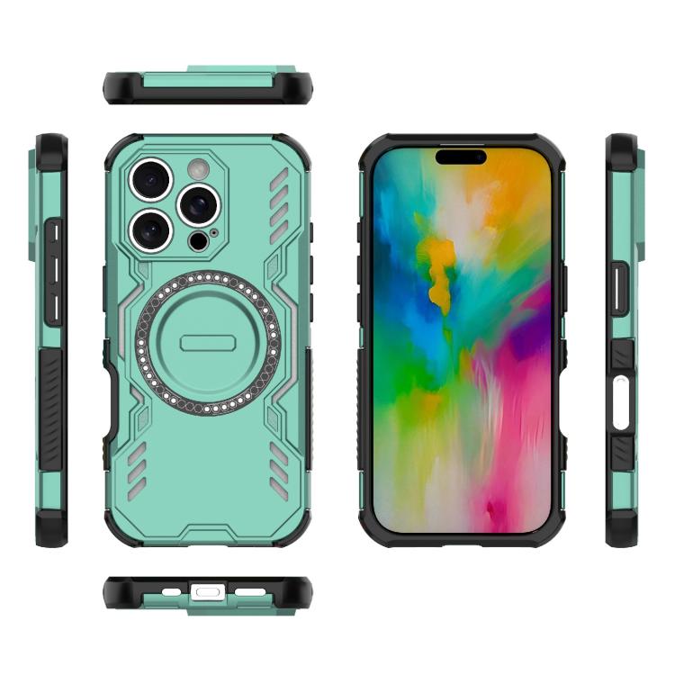 For iPhone 16 Pro Butterfly Armor MagSafe Magnetic Ring Shockproof Phone Case