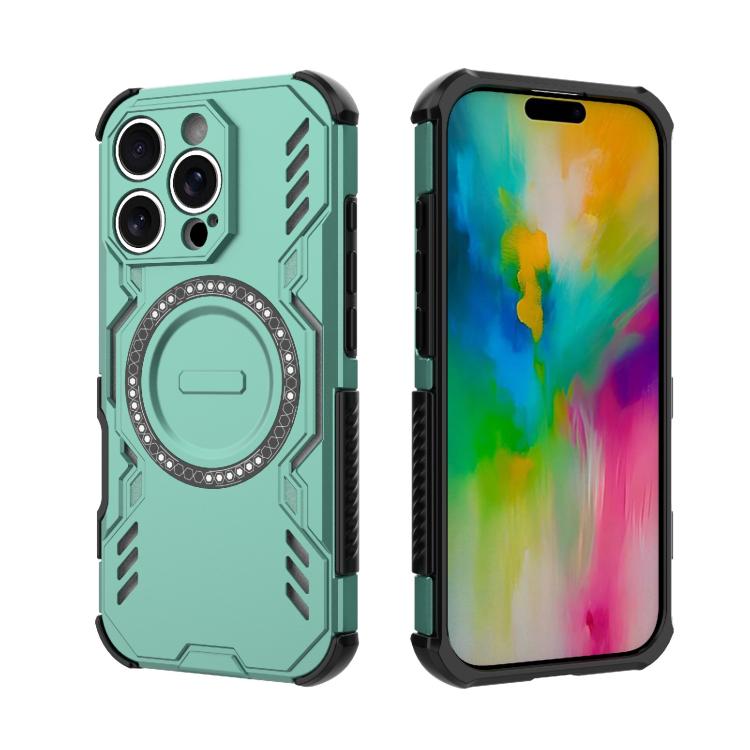 For iPhone 16 Pro Butterfly Armor MagSafe Magnetic Ring Shockproof Phone Case